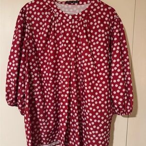 Chic Red Floral Women's Blouse
